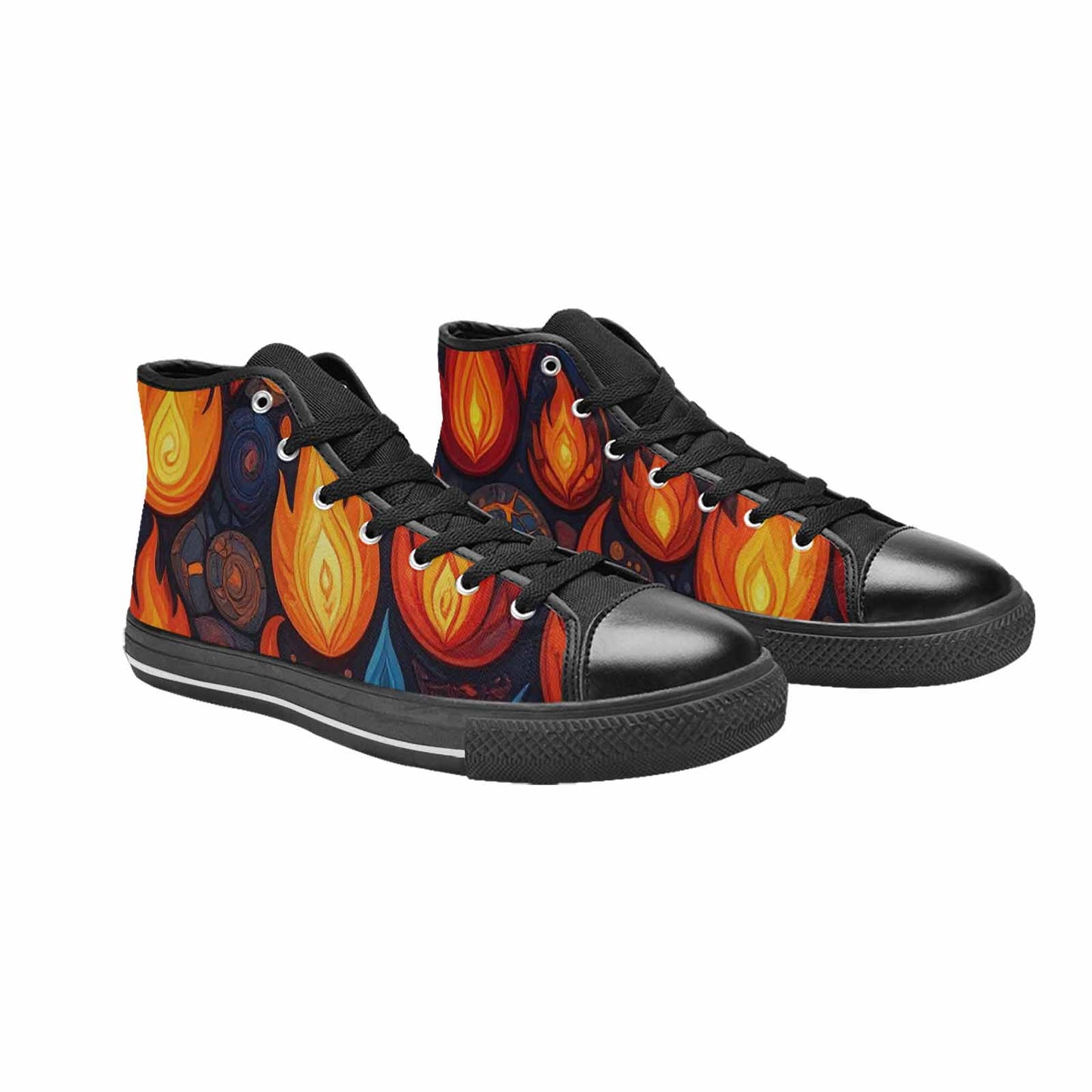 MEN'S Fire Flame High Top Canvas Dark Academia Custom Shoes