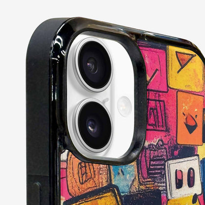 iPhone 16 Plus Case — Hand Drawn Icon Doodle Pattern Hundreds, Custom Art Phone Cover
