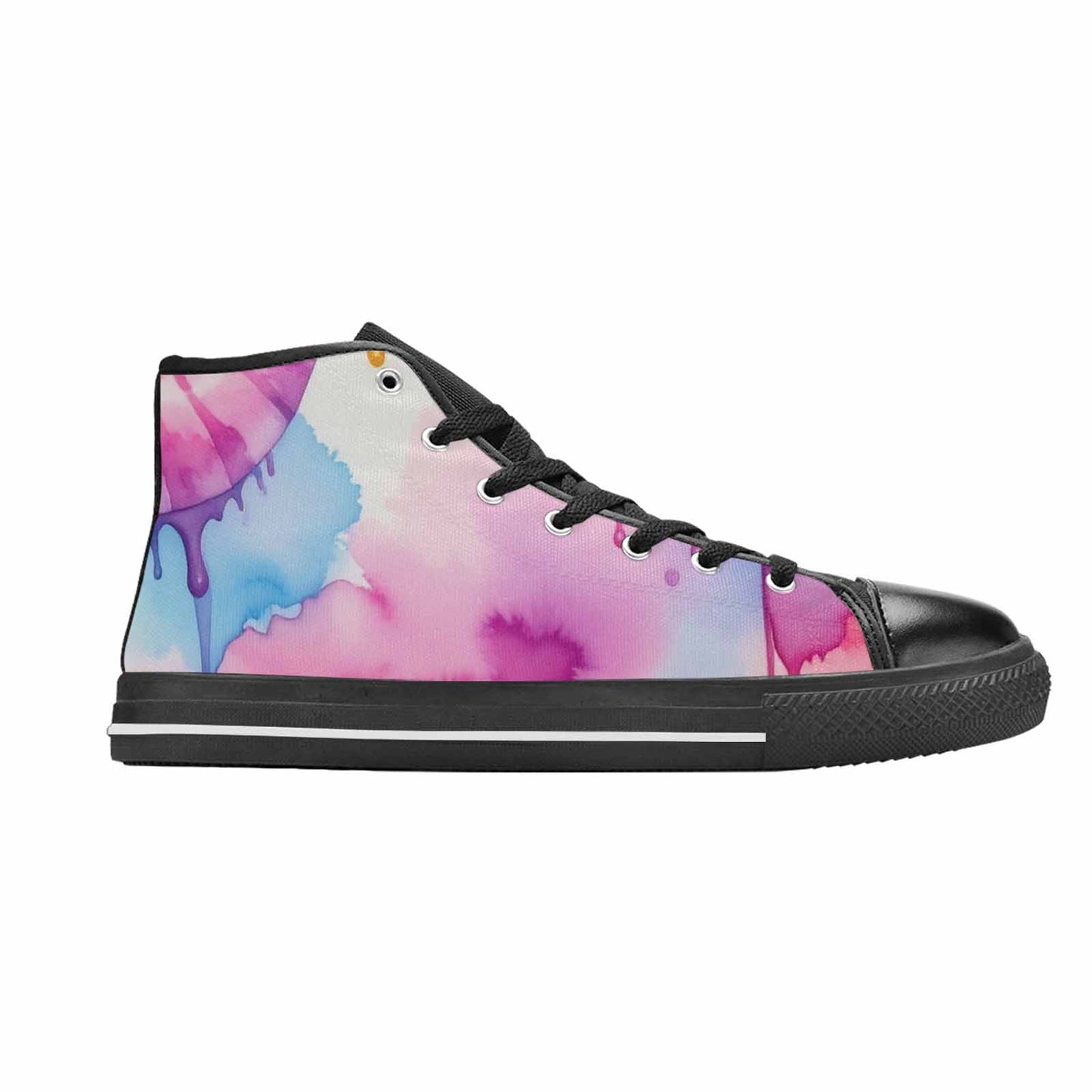 WOMEN'S Dripping Tie Dye Spiral High Top Canvas Dark Academia Custom Sneakers