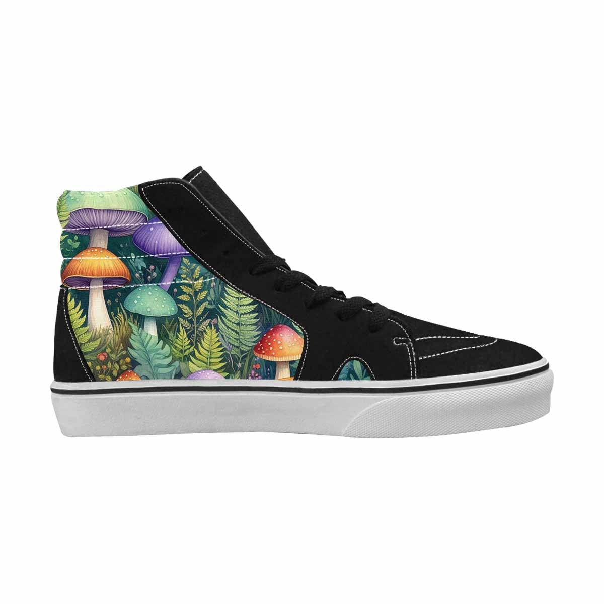 MEN'S Mushrooms  Botanical Mushrooms High Top Canvas Vibrant Chaos Sneakers