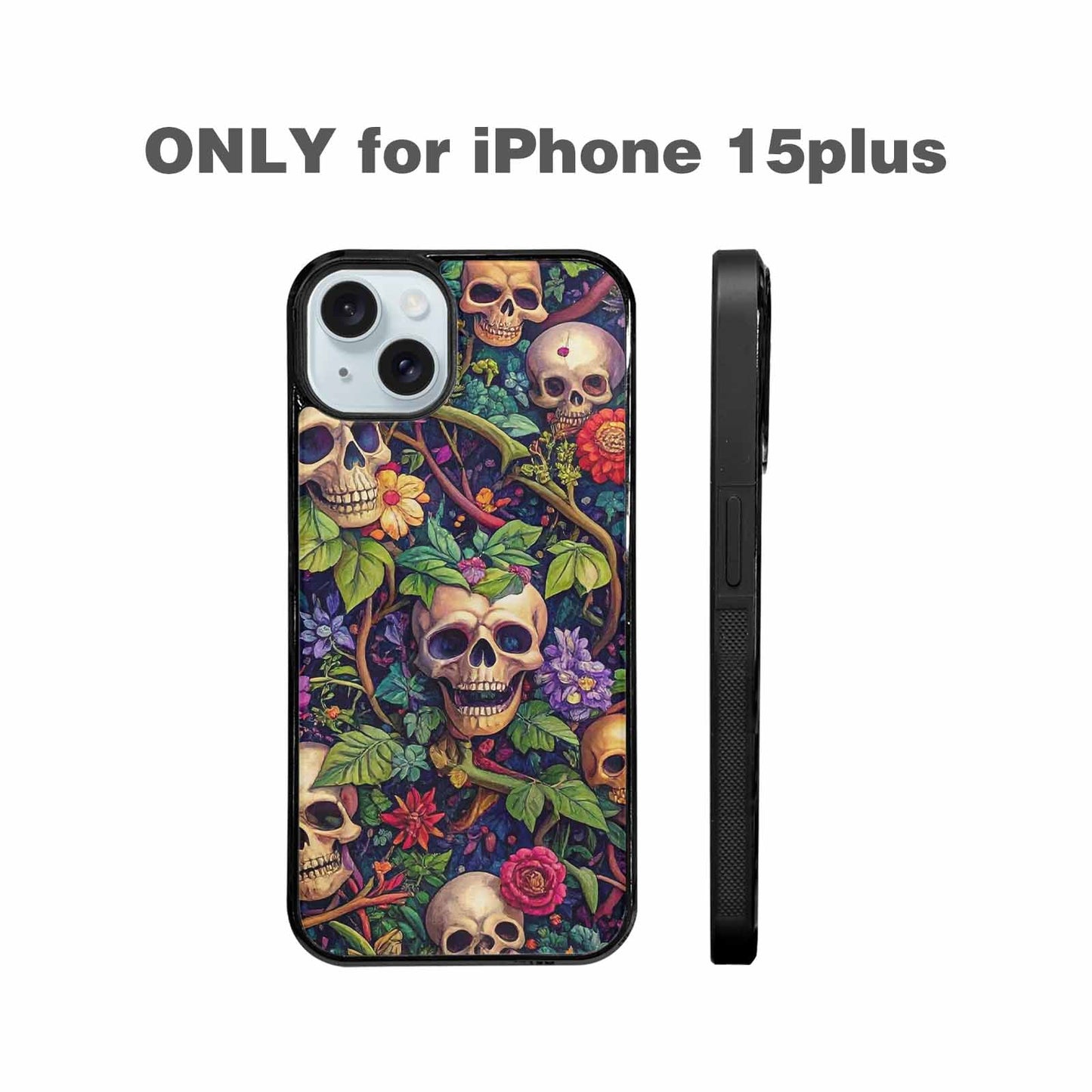 iPhone 15 Plus Case — Skulls Botanicalskulls Pattern, Custom Phone Case