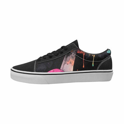 WOMEN'S Mushrooms Black & Pink Ink Canvas Artist-designed Cottagecore Original Art Sneakers