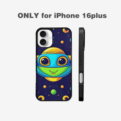 iPhone 16 Plus Case — Alien Ufo Cartoon Art Pattern, Custom Art Phone Cover
