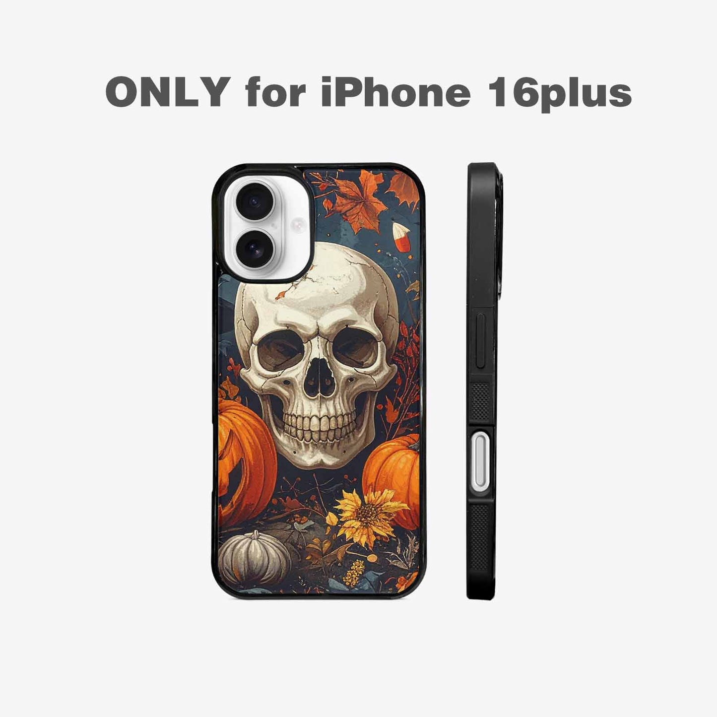 iPhone 16 Plus Case — Halloween Skulls Pumpkins Custom, Original Design Phone Case