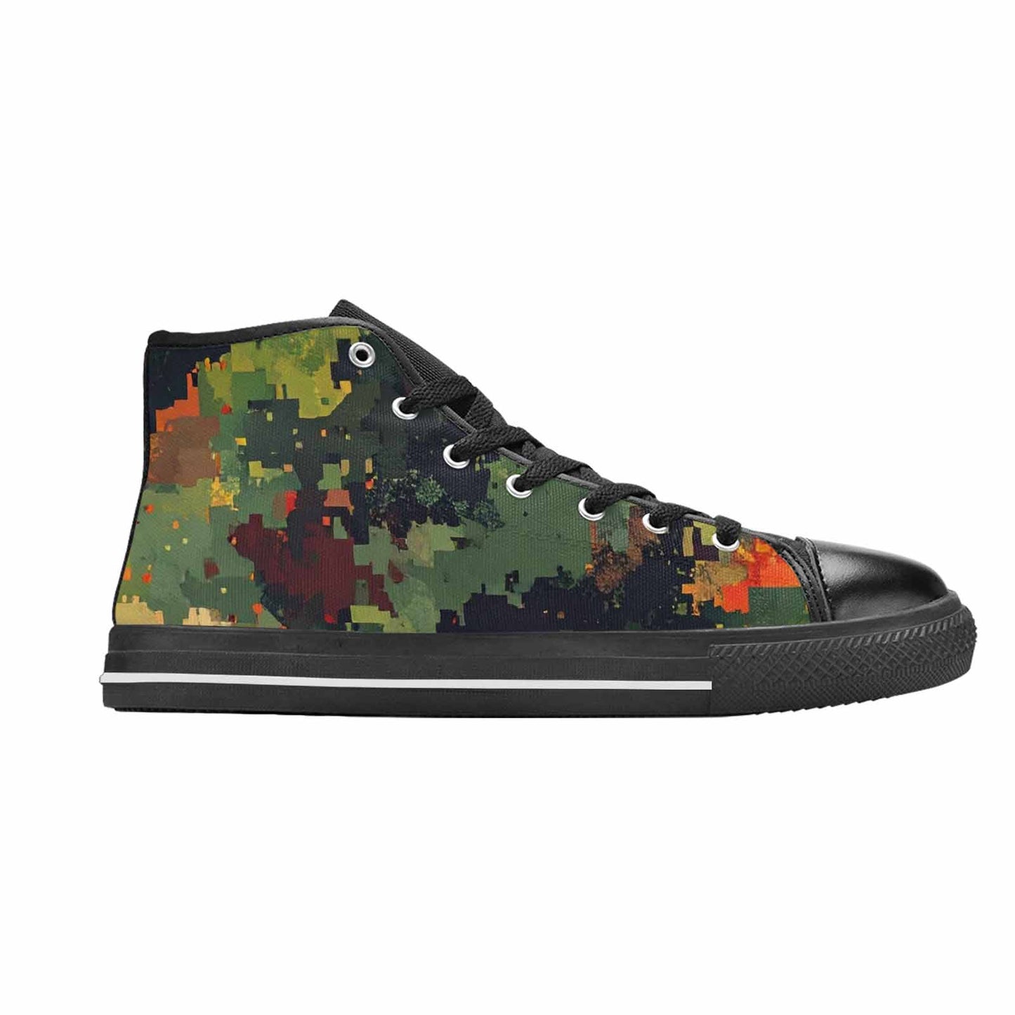 MEN'S Military Camouflage Blotch High Top Canvas Wallpaper Art Custom Sneakers