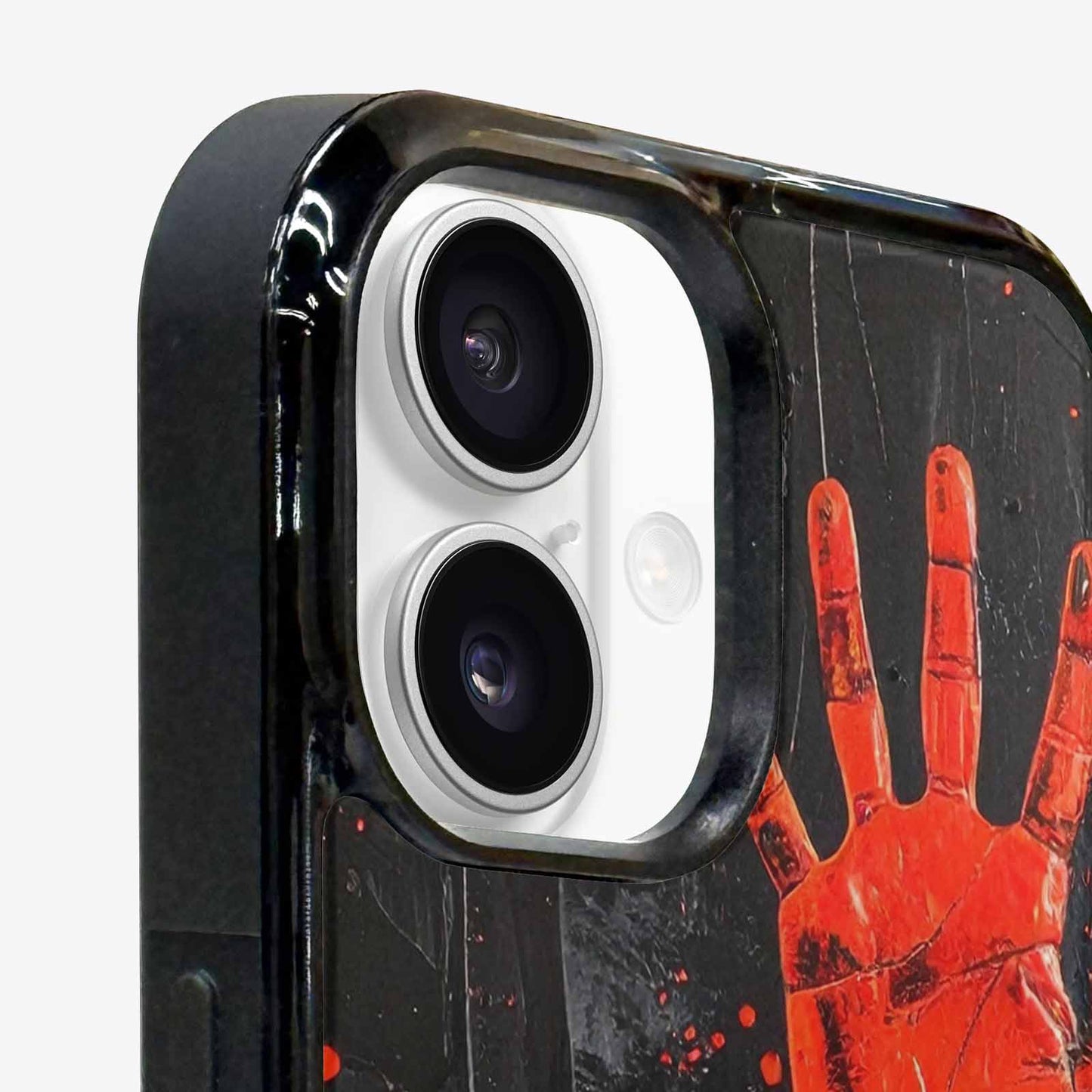 iPhone 16 Case — Splatter Paint Art Hand Prints Black, Custom Phone Case