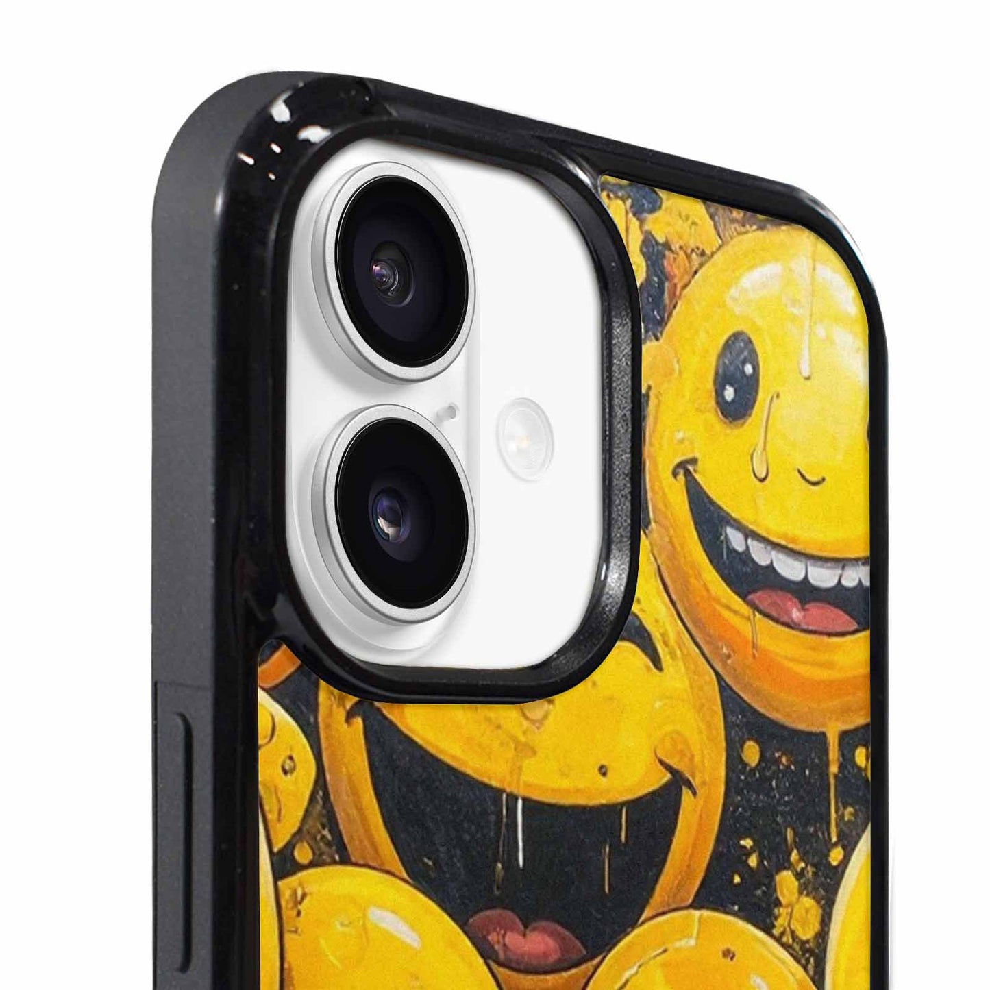 iPhone 17 Case — Melting Moon Smiley Yellow Original Art, Custom Phone Case