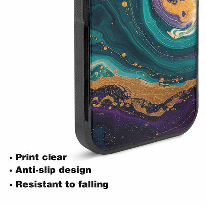 iPhone 15 Case — Marbled Swirl Texture Blended With Galaxy, Original Design Phone Case