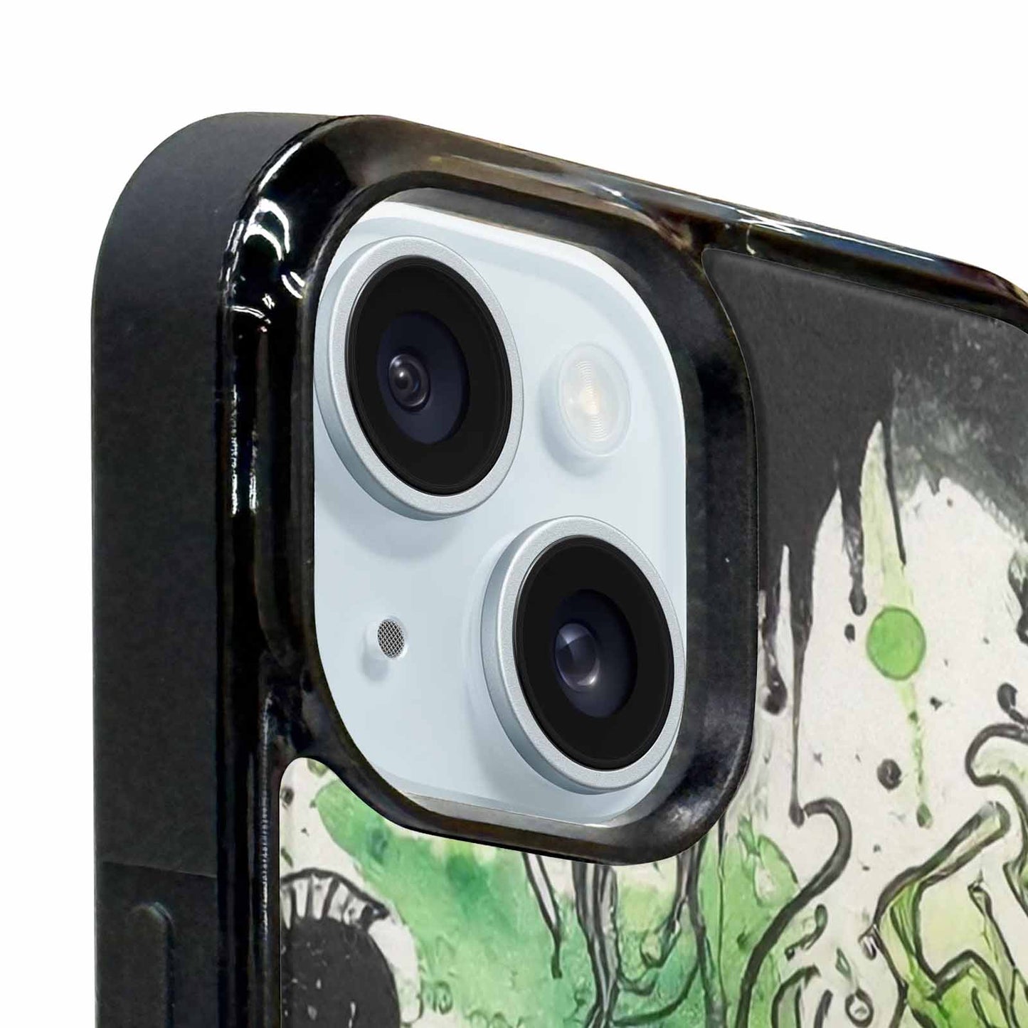 iPhone 15 Plus Case — Sea Creature Burst Black Green Ink, Custom Made Phone Cover