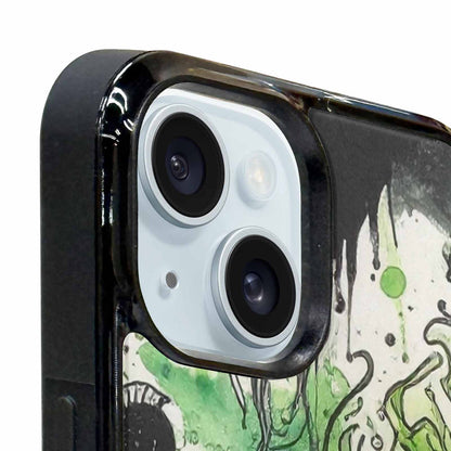 iPhone 15 Plus Case — Sea Creature Burst Black Green Ink, Custom Made Phone Cover