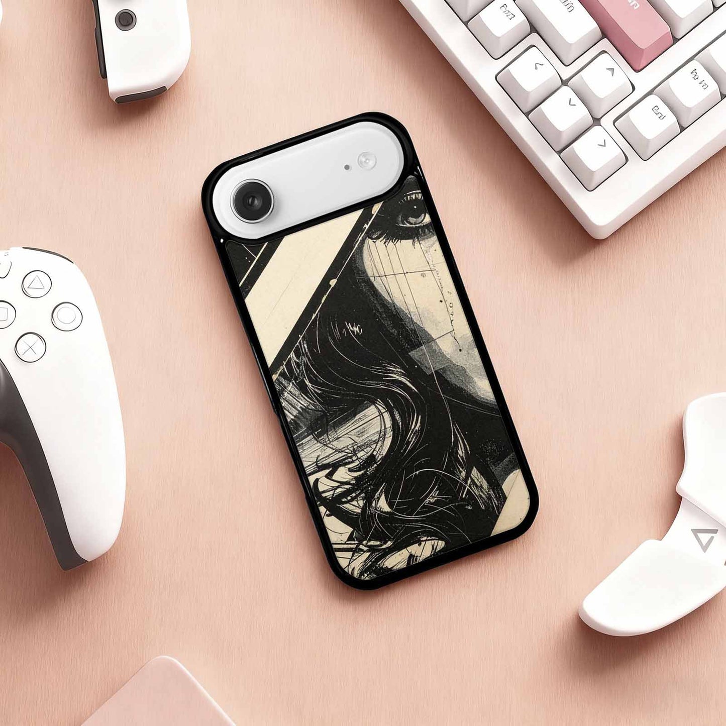 iPhone 17 Air Case — Black And White Solid Black Retro, Customized Protective Case