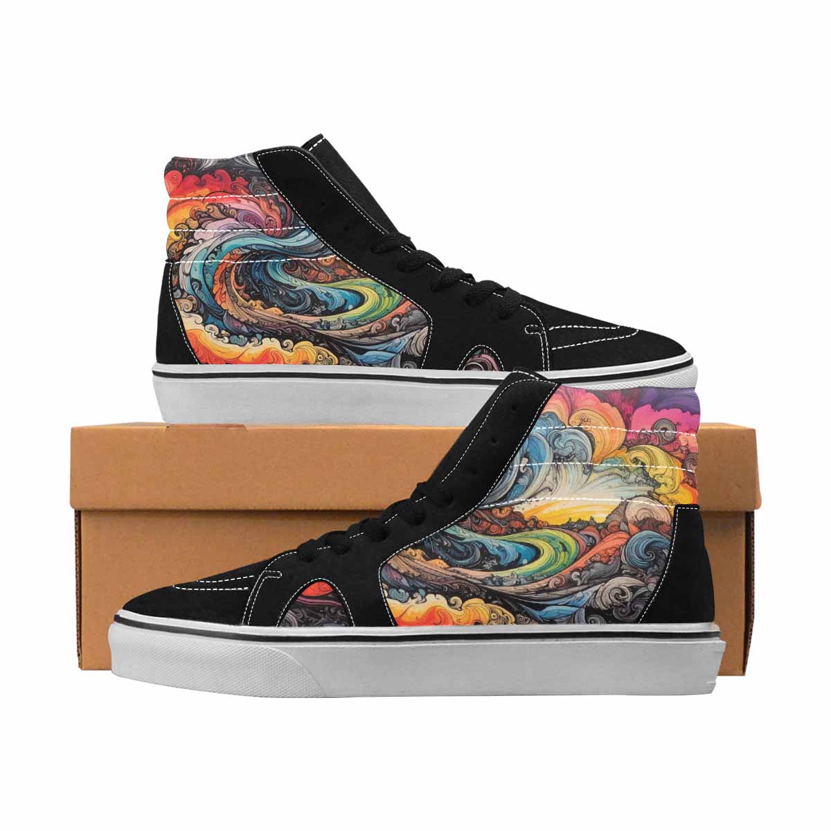 MEN'S Tie Dye High Top Canvas Streetwear Aesthetic Custom Printed Shoes