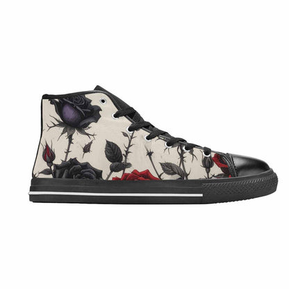 MEN'S Black Gothic Rose High Top Canvas Cottagecore Custom Sneakers