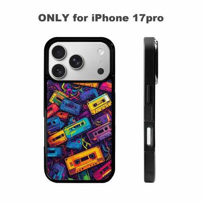 iPhone 17 Pro Case — Retro Cassette Tape Pattern Hundreds Retro, Unique Phone Case Design