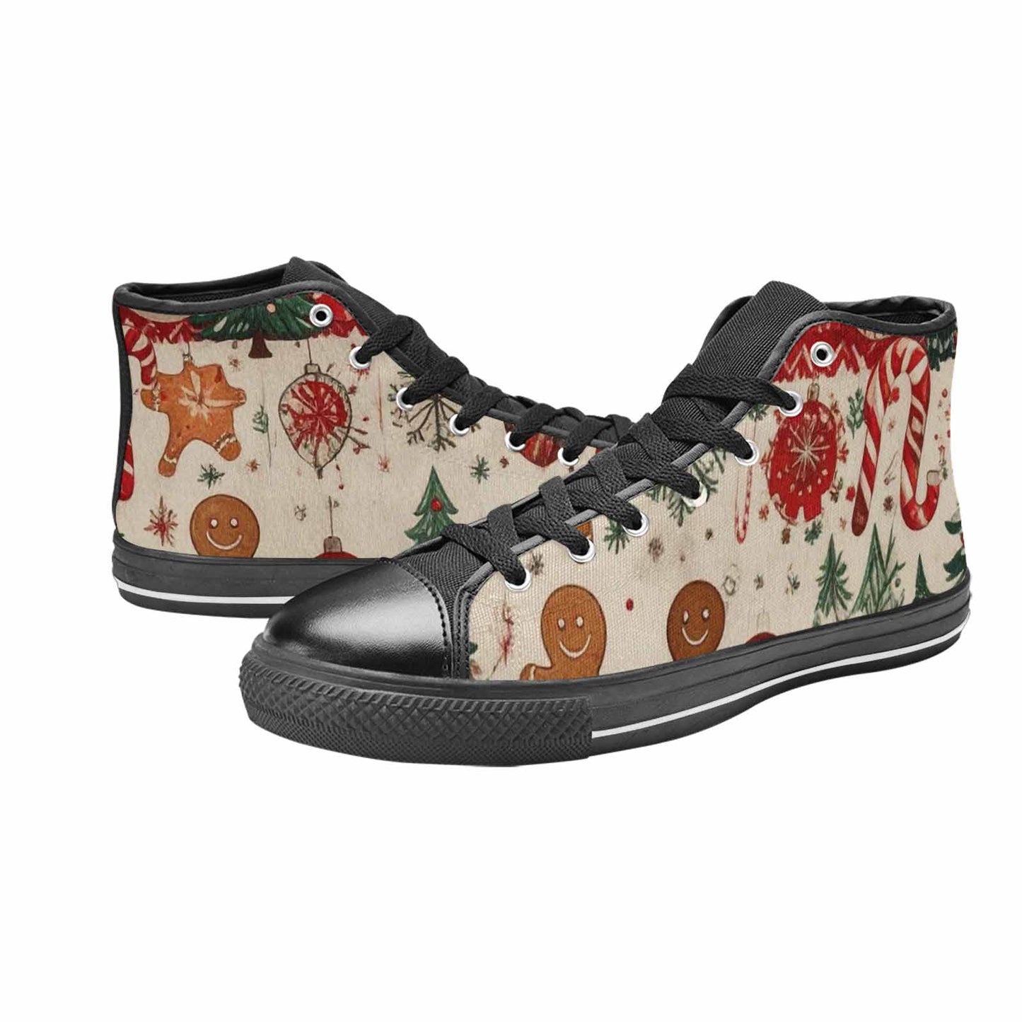 WOMEN'S Christmas Holly Snowflake High Top Canvas Neon Fantasy Custom Sneakers