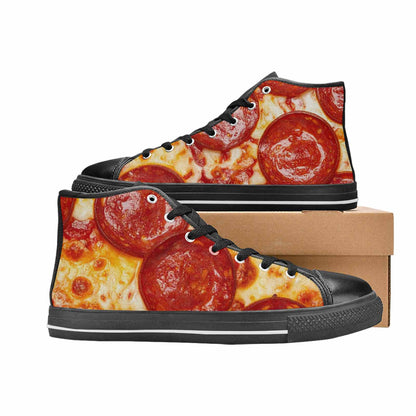 MEN'S Pepperoni Pizza Print High Top Canvas Surreal Sneakers