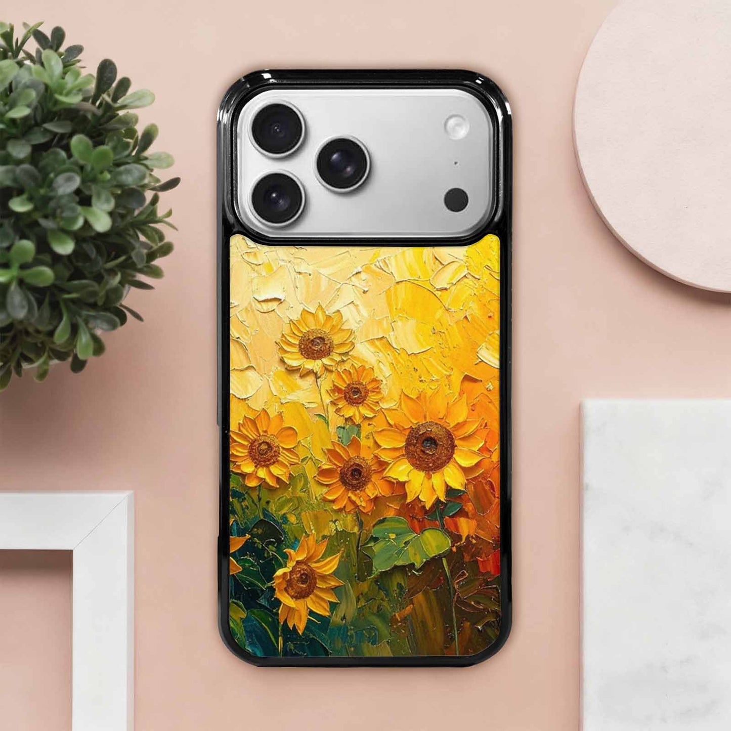 iPhone 17 Pro Max Case — Impressionist Sunflower Brushstroke Pattern Floral, Custom Art Phone Cover