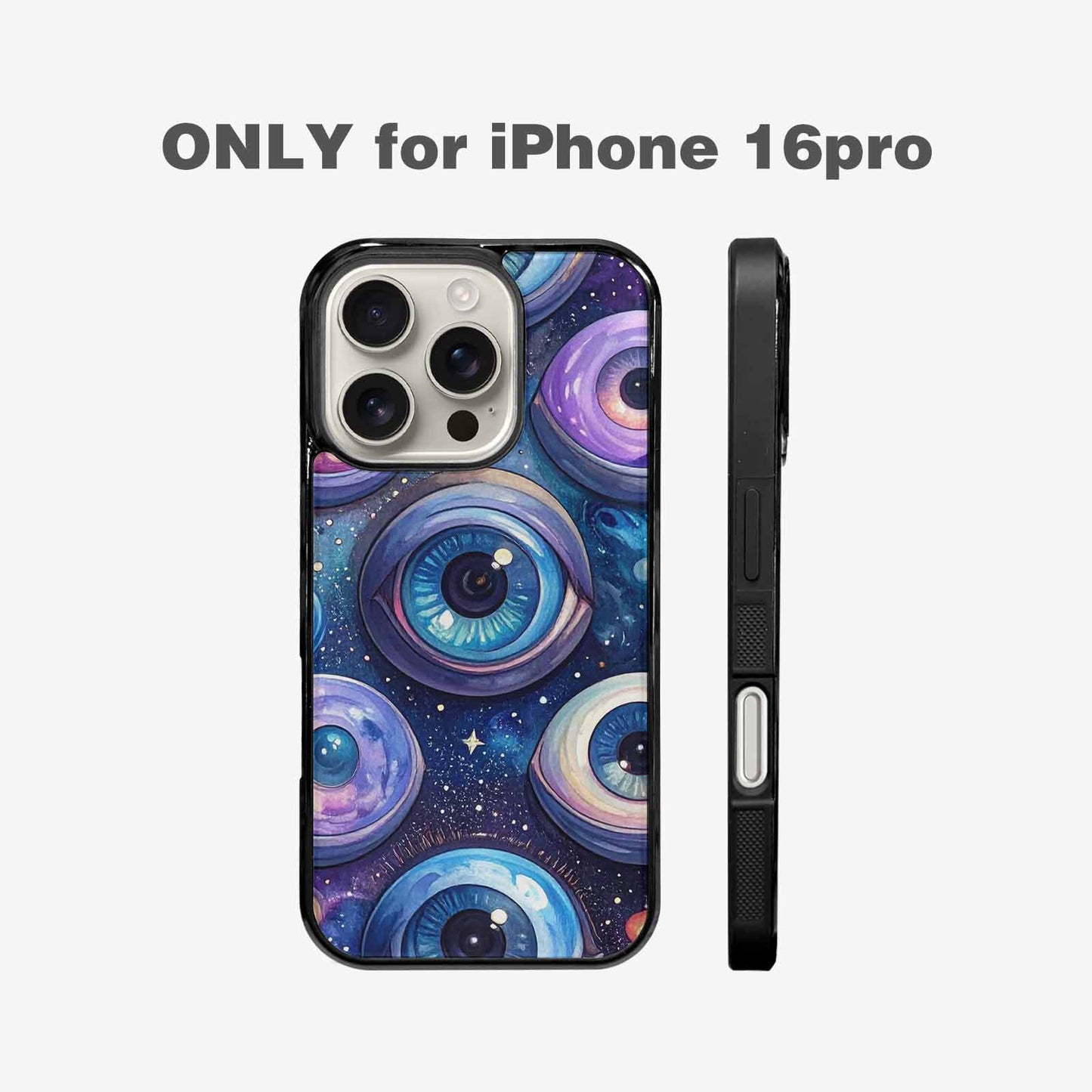 iPhone 16 Pro Case — Cartoon Eyeballs Galaxy Personalized Phone Cover, Custom Printed Phone Case