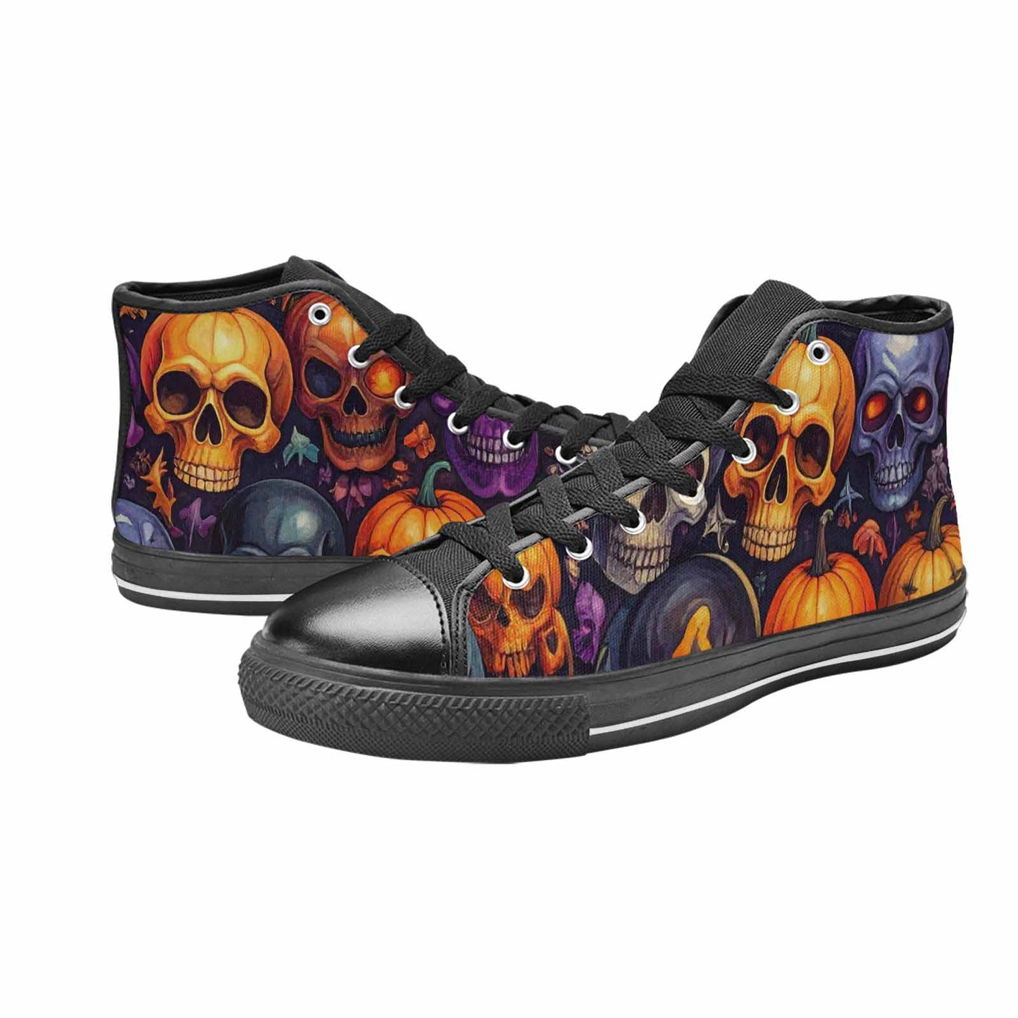WOMEN'S Skulls - Halloween High Top Canvas Cottagecore Custom Sneakers