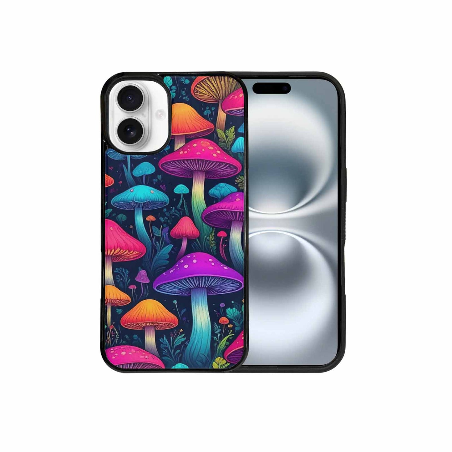 iPhone 16 Plus Case — Mushroom Psychedelic Art Seamless Pattern Vibrant, Unique Phone Case Design