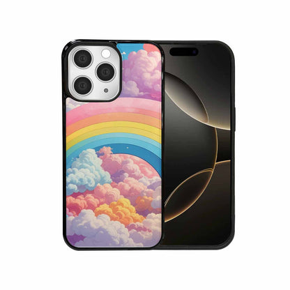 iPhone 15 Pro Max Case — Cloud And Rainbow Burst Pattern Hundreds, Custom Art Phone Cover