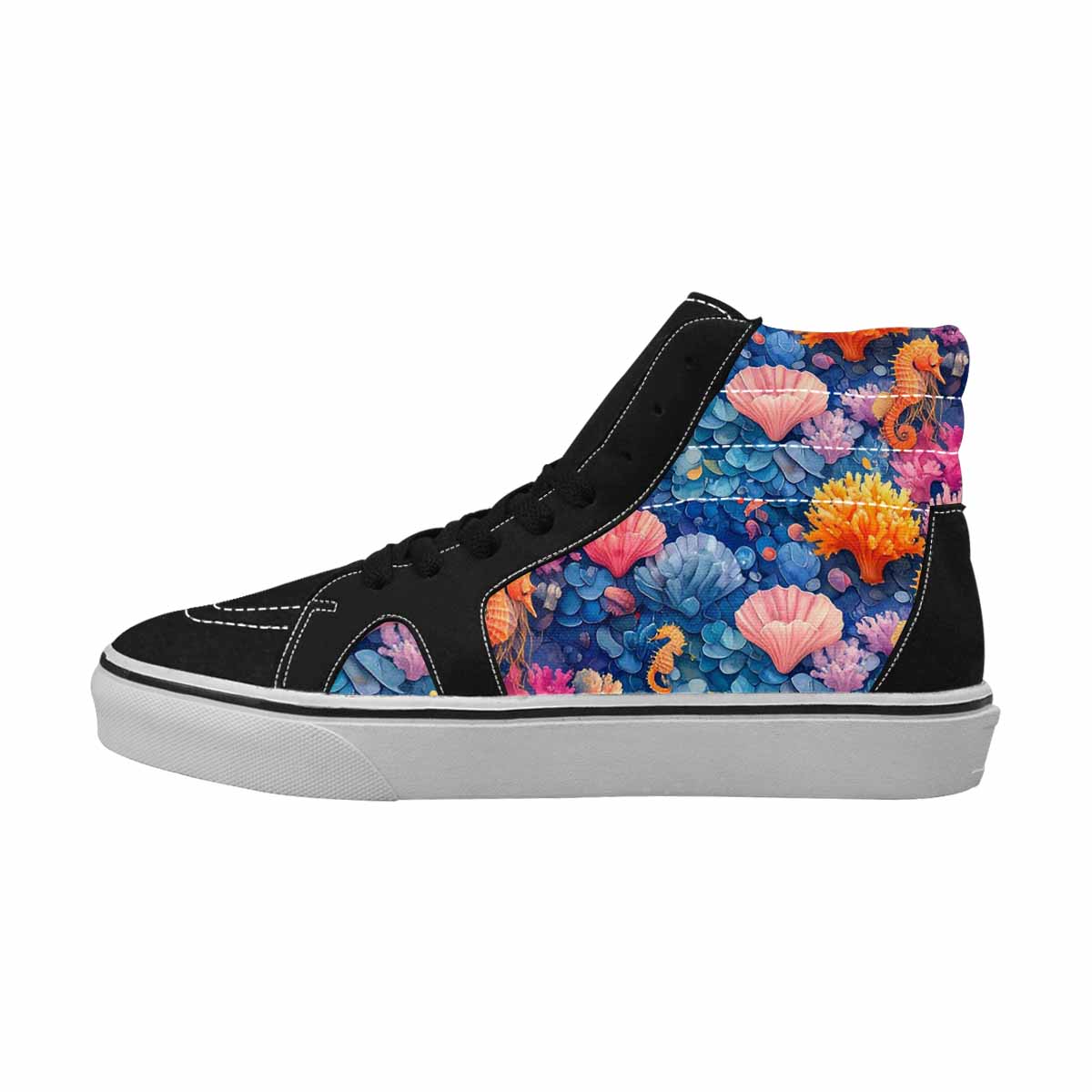 WOMEN'S Fish Scale Coral High Top Canvas Grunge Custom Shoes