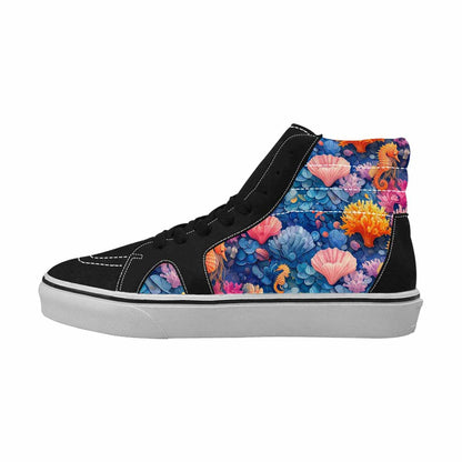 WOMEN'S Fish Scale Coral High Top Canvas Grunge Custom Shoes