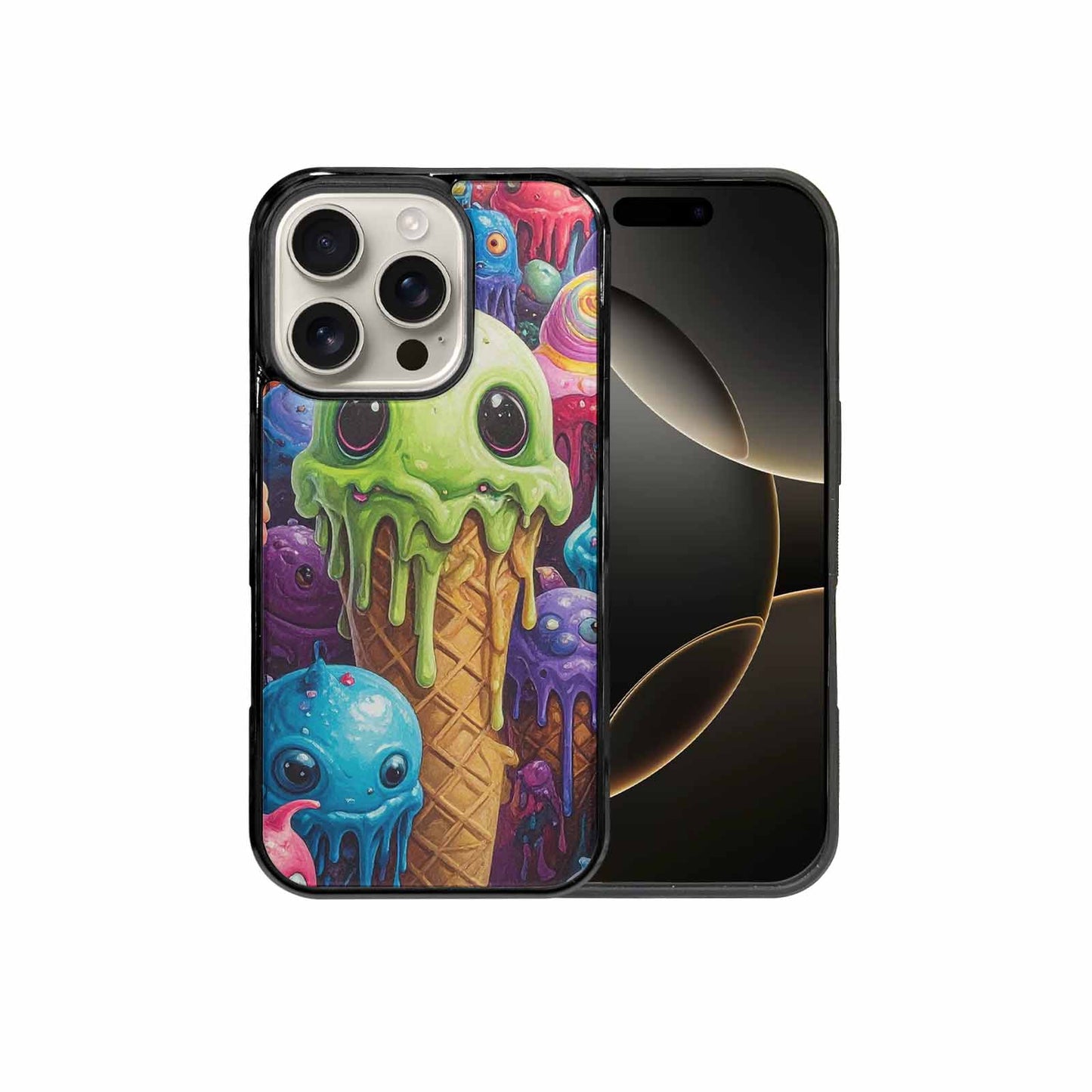 iPhone 16 Pro Case — Melting Ice Cream Monster Charac, Custom Printed Phone Case