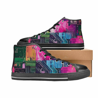MEN'S Circuit Board Cyberpunk High Top Canvas Vibrant Chaos Shoes