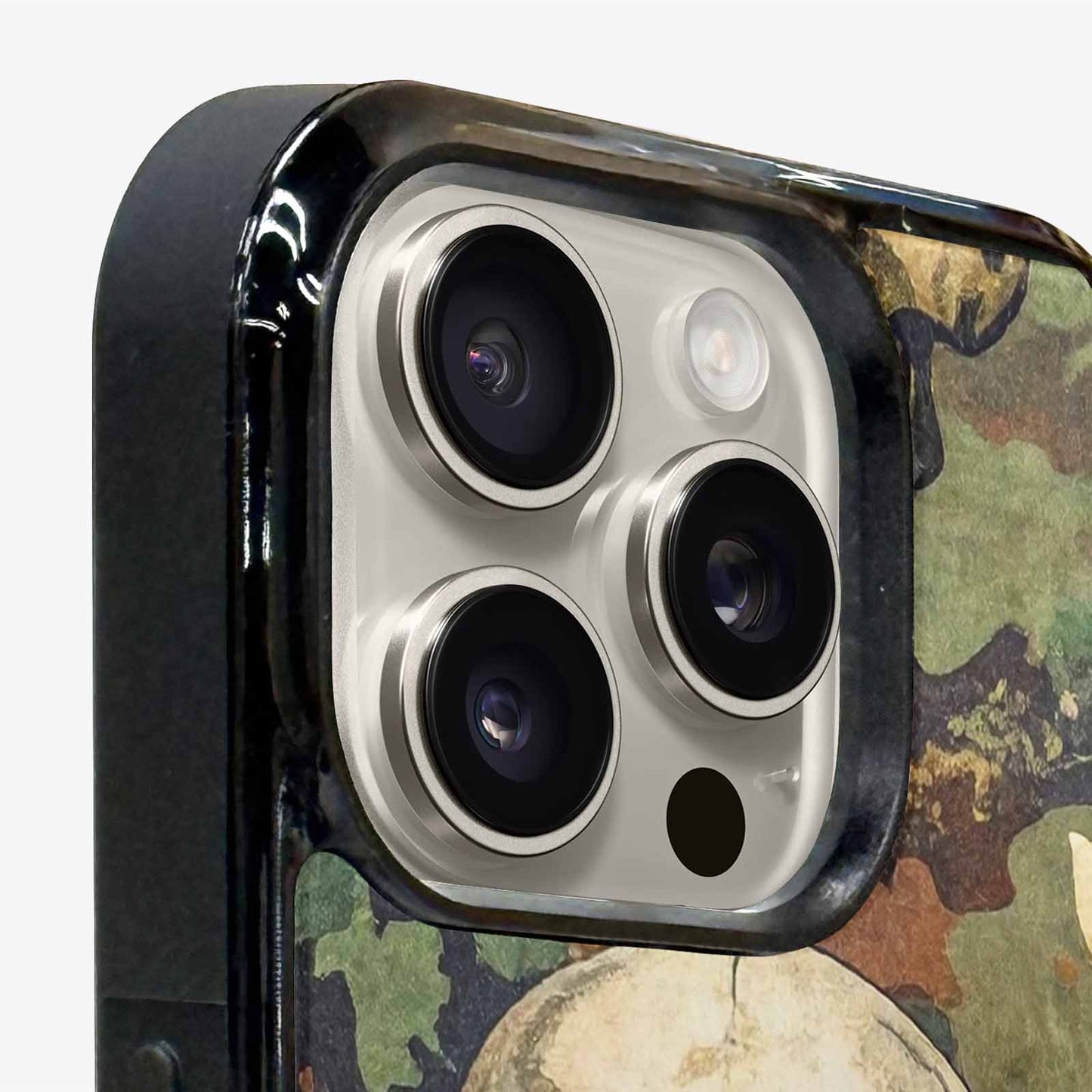 iPhone 15 Pro Max Case — Military Camo Texture Combined With Distressed, Personalized Phone Case