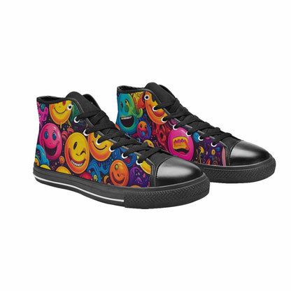 MEN'S Yellow Smiley Face High Top Canvas Y2K Custom Sneakers