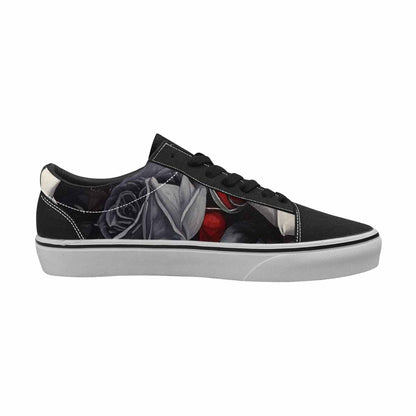 MEN'S Black Gothic Rose Canvas Lace-Up Grunge Custom Shoes