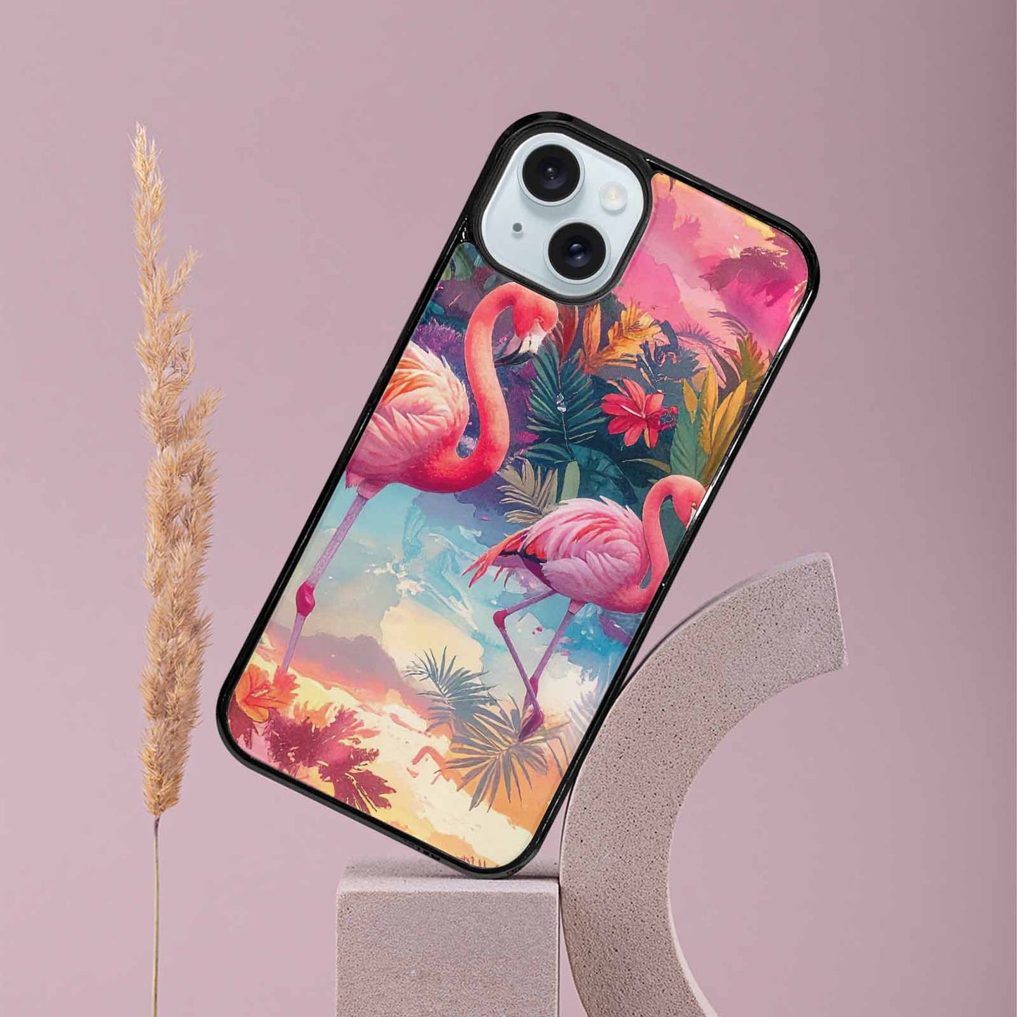 iPhone 15 Plus Case — Flamingo Tropical Flamingo Tropical Pattern Hundreds, Custom Designed Case Cover