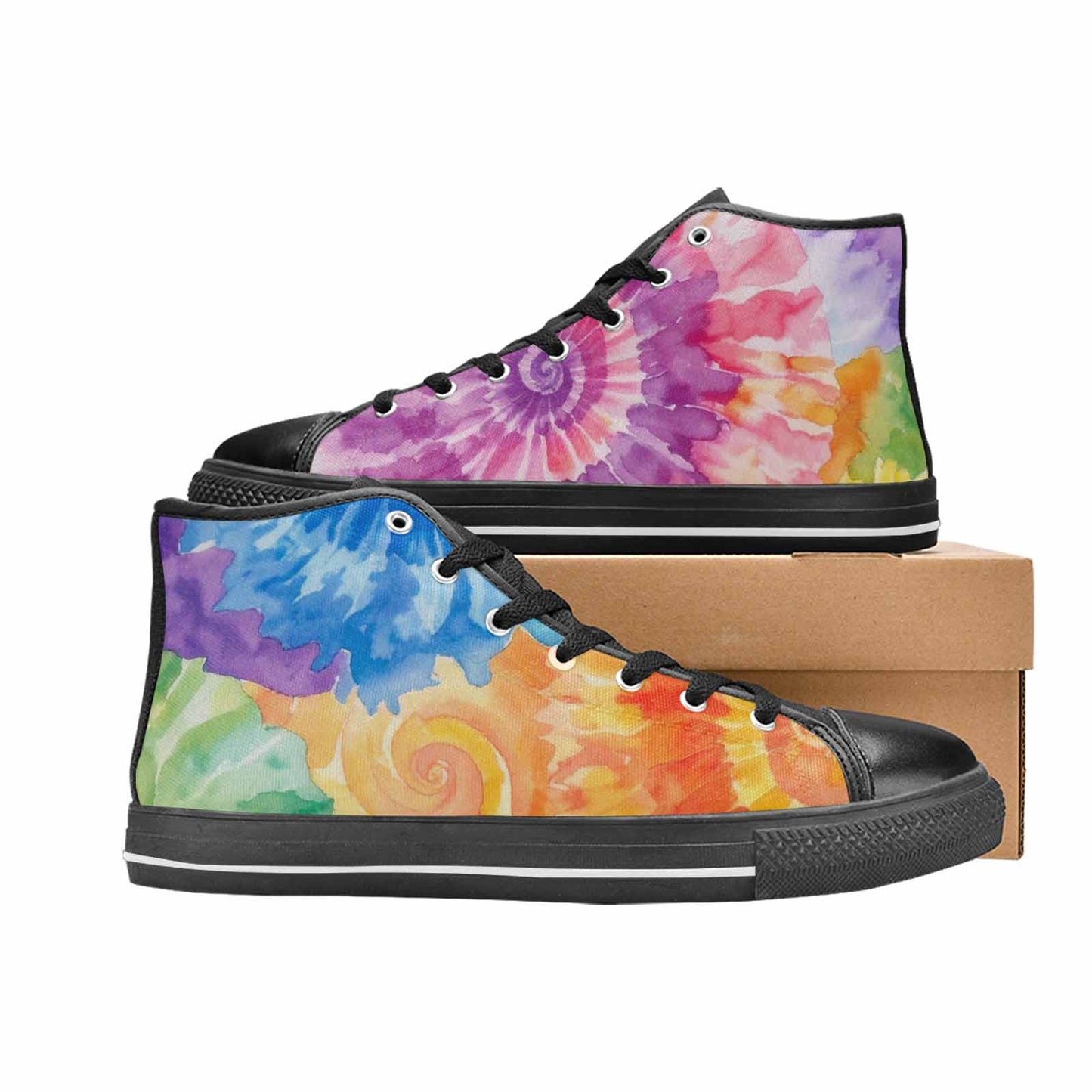 MEN'S Tie Dye Swirl High Top Canvas Aesthetic Custom Shoes