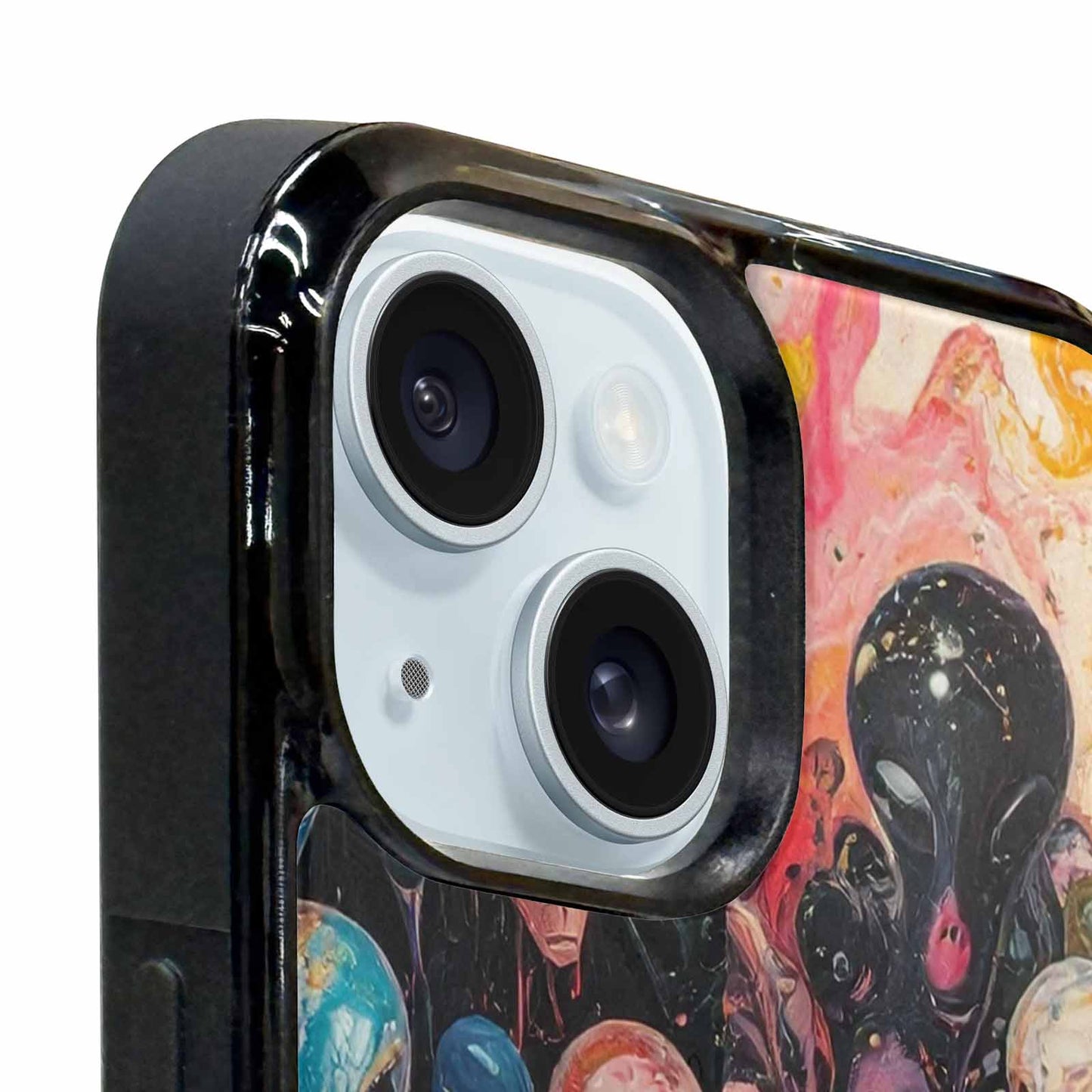 iPhone 15 Case — Aliens Marblealiens Pattern Dms, Custom Art Phone Cover