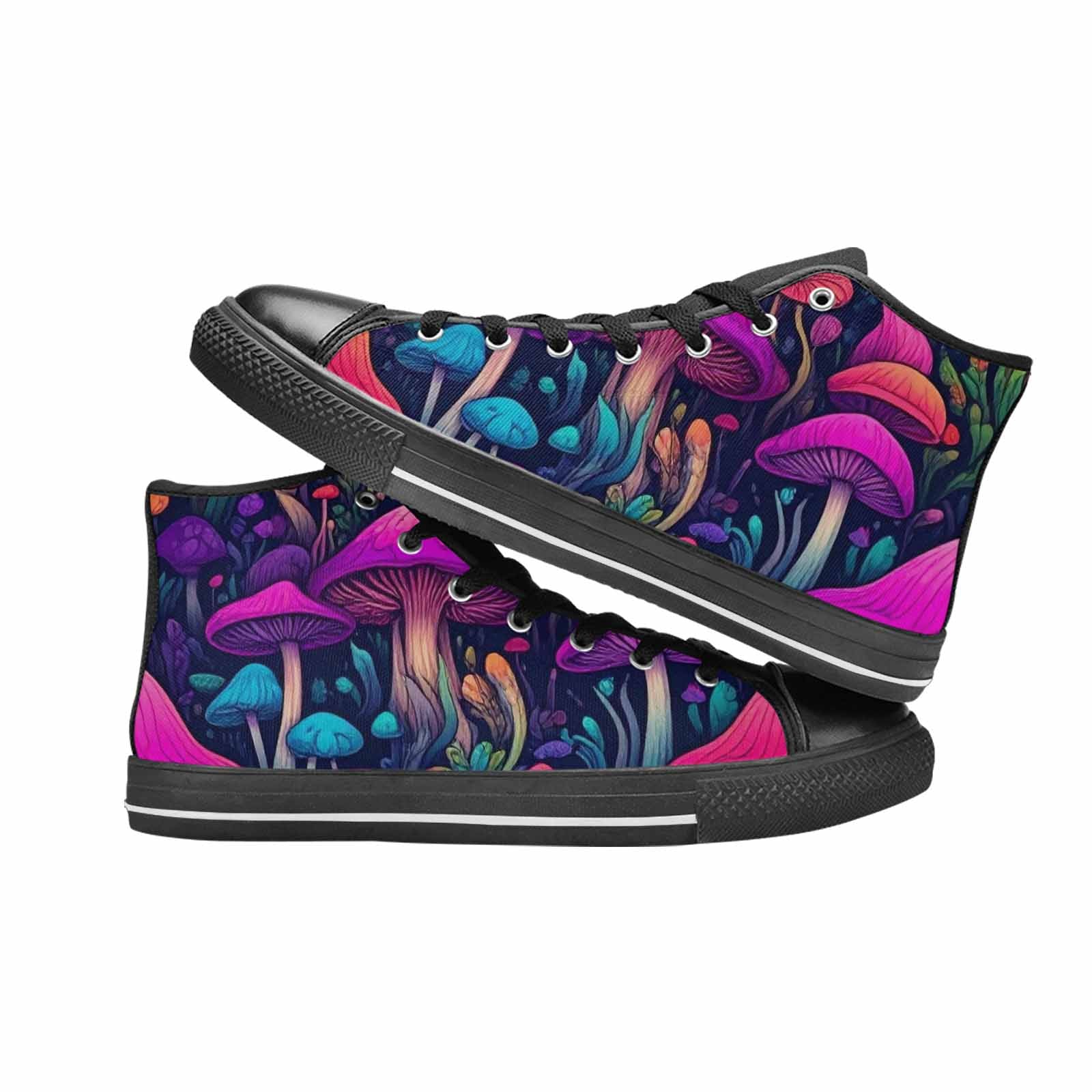 MEN'S Psychedelic Mushroom High Top Canvas Surreal Custom Sneakers