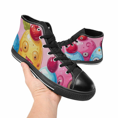 MEN'S Melting Icecream Monster Cherry High Top Canvas Vibrant Chaos Shoes