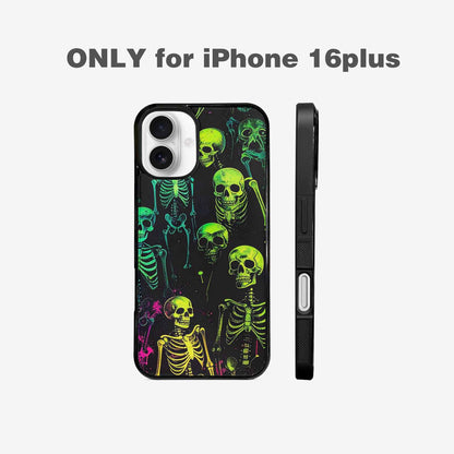 iPhone 16 Plus Case — Skeletons Neon Green Glowskele, Custom Printed Phone Case