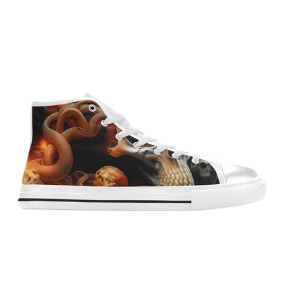 WOMEN'S Cc Snakes Skulls High Top Canvas Grunge Custom Shoes