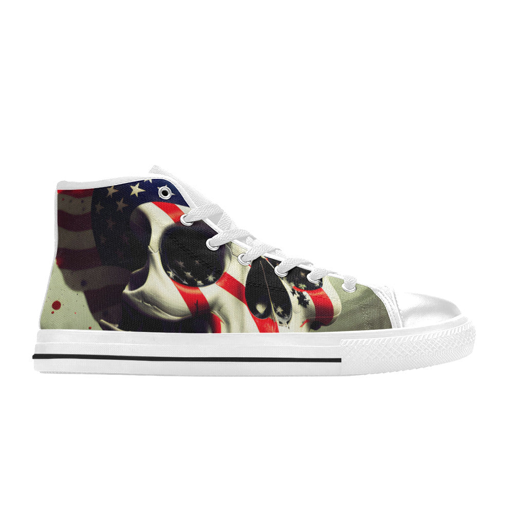 MEN'S Patriotic Skull Flag Men’S High Top Canvas Vivid Sneakers