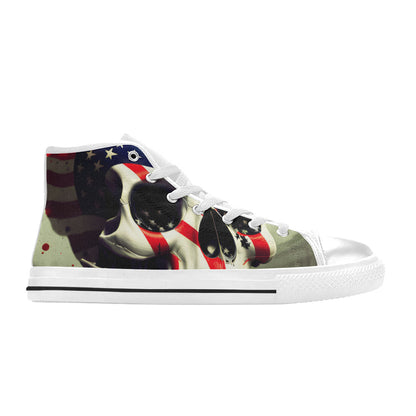 MEN'S Patriotic Skull Flag Men’S High Top Canvas Vivid Sneakers