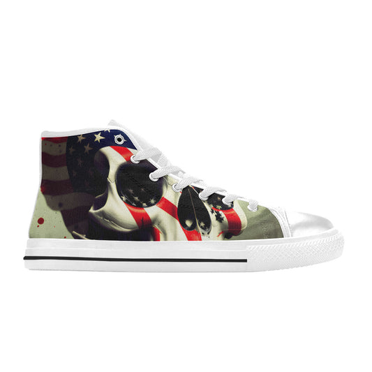MEN'S Patriotic Skull Flag Men’S High Top Canvas Vivid Sneakers