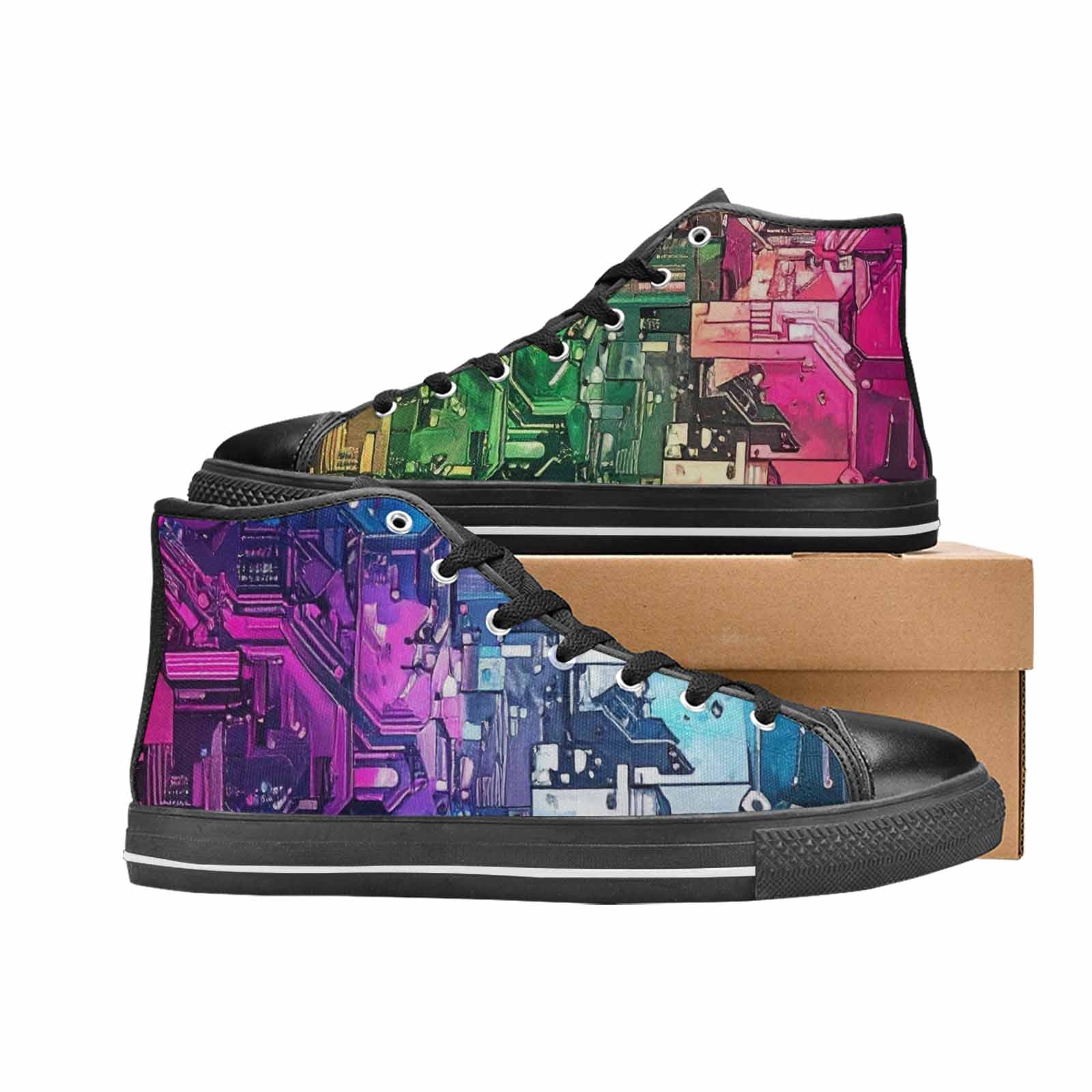 WOMEN'S Circuit Board Cyberpunk High Top Canvas Aesthetic Custom Shoes