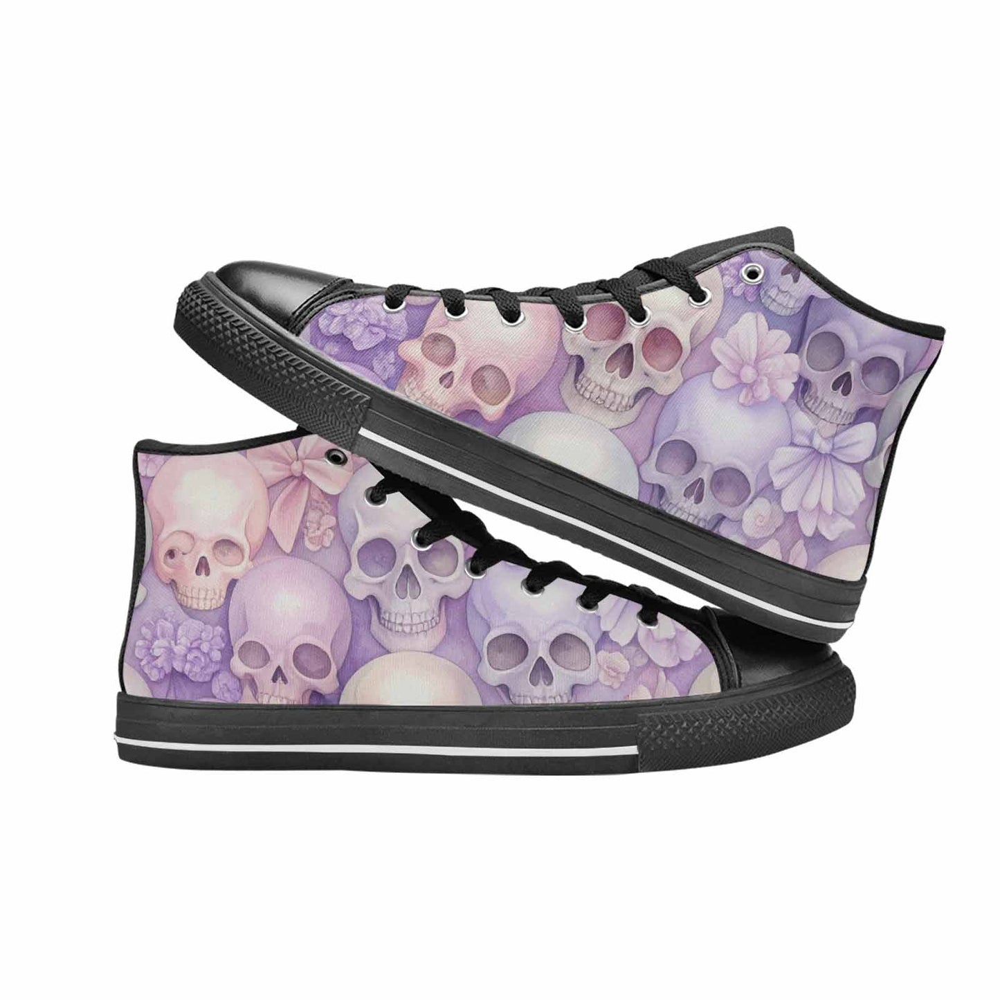 MEN'S Skulls - Pastel High Top Canvas Grunge Custom Sneakers