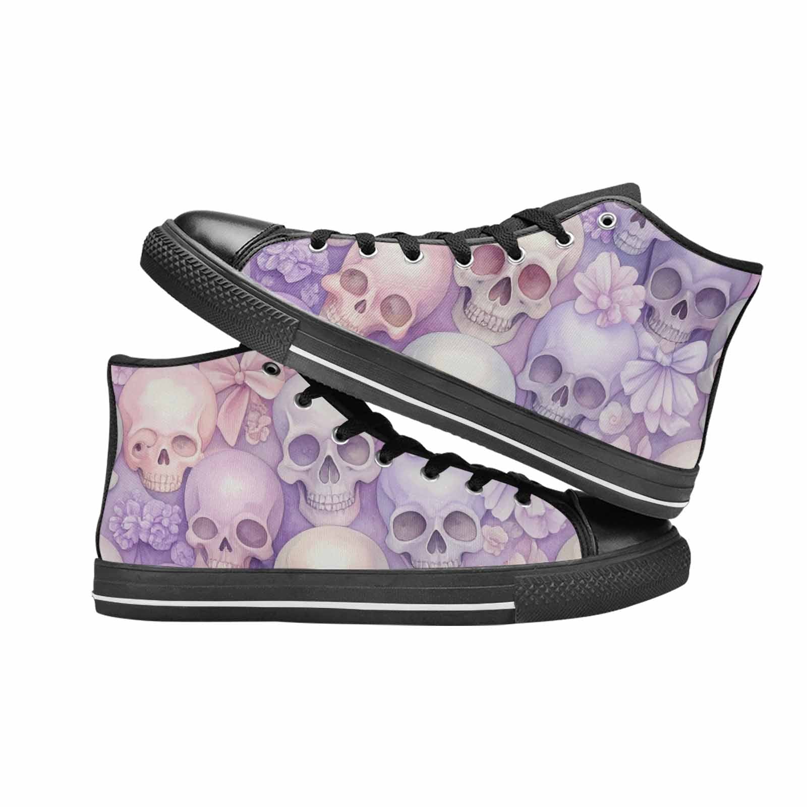 MEN'S Skulls - Pastel High Top Canvas Grunge Custom Sneakers