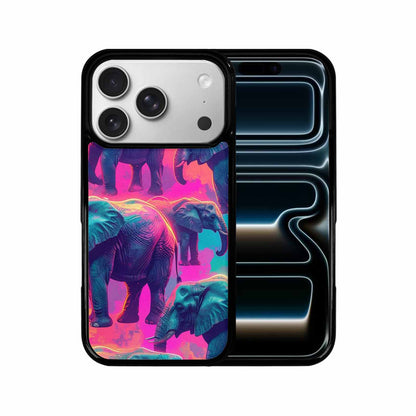 iPhone 17 Pro Case — Neon Pizza Elephant Silhouette Original Art, Customized Protective Case