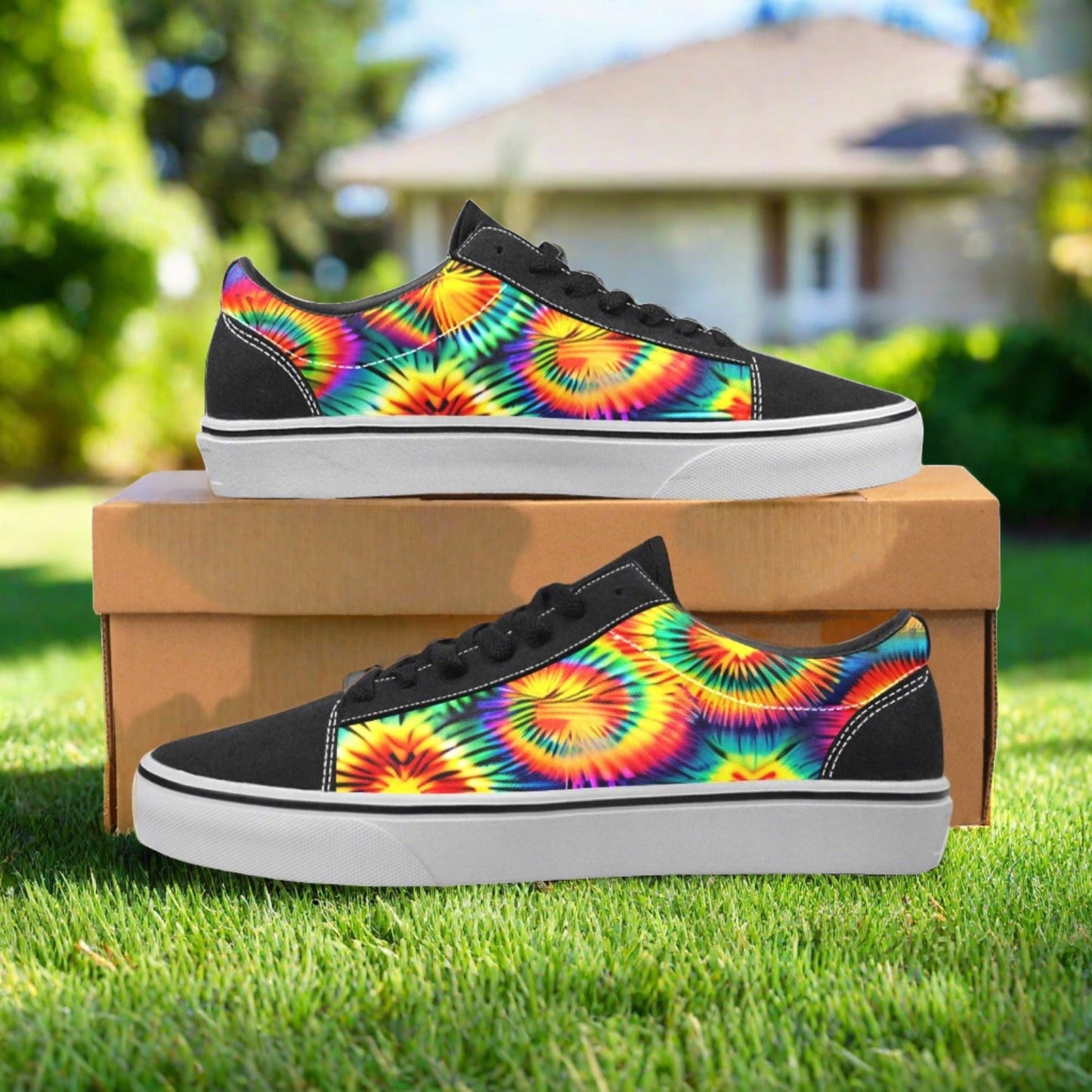 Cherry Blossom Orange Black Custom WOMEN Bold Art - Freaky Shoes | Custom Art Sneakers