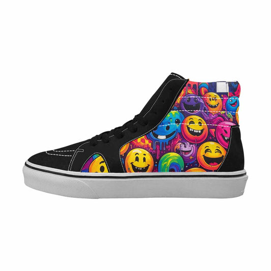 MEN'S Yellow Smiley Face High Top Canvas Dreamcore Sneakers