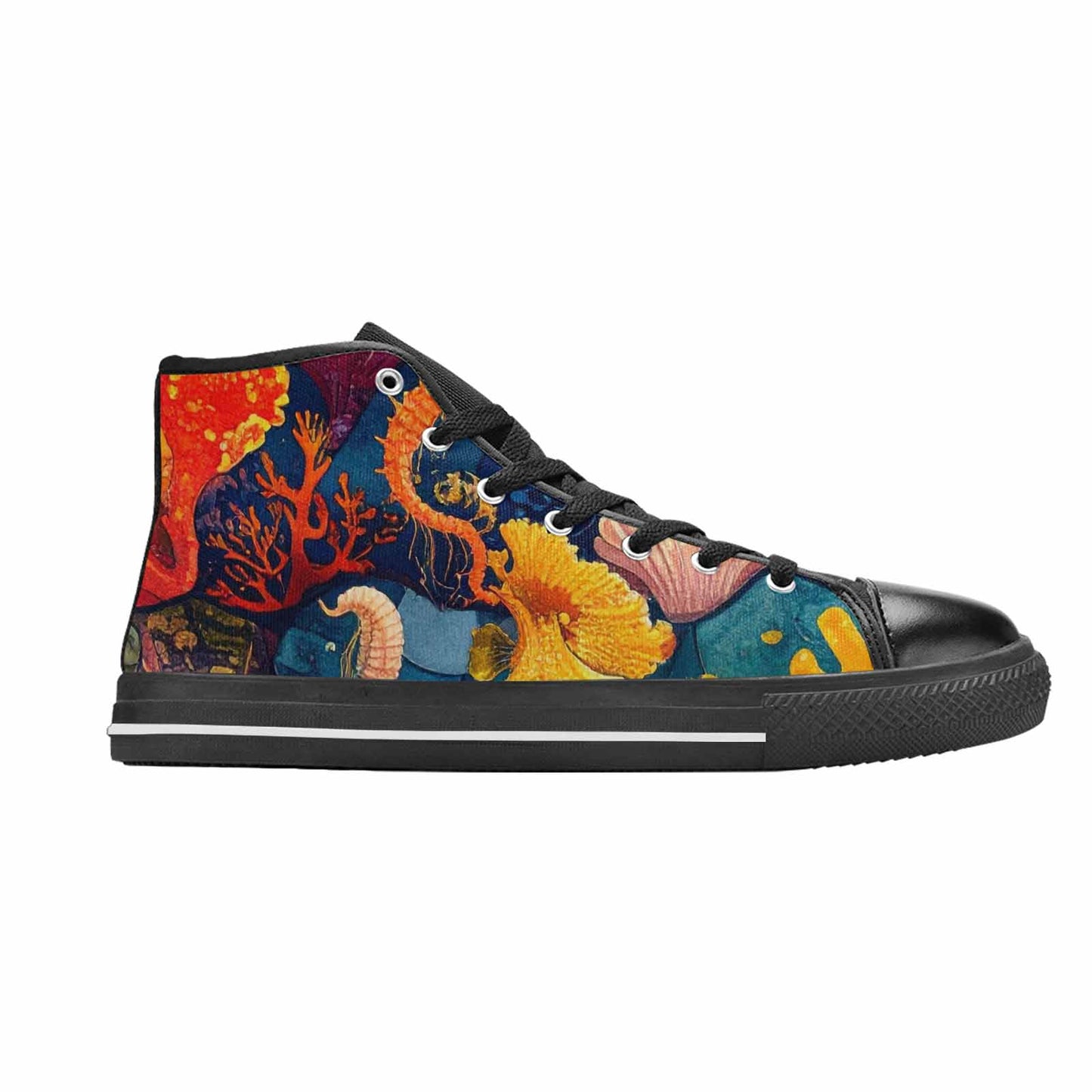 WOMEN'S Fish Scale Coral High Top Canvas Dark Academia Sneakers