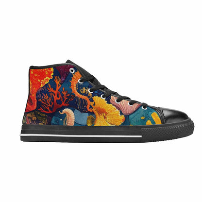 WOMEN'S Fish Scale Coral High Top Canvas Dark Academia Sneakers